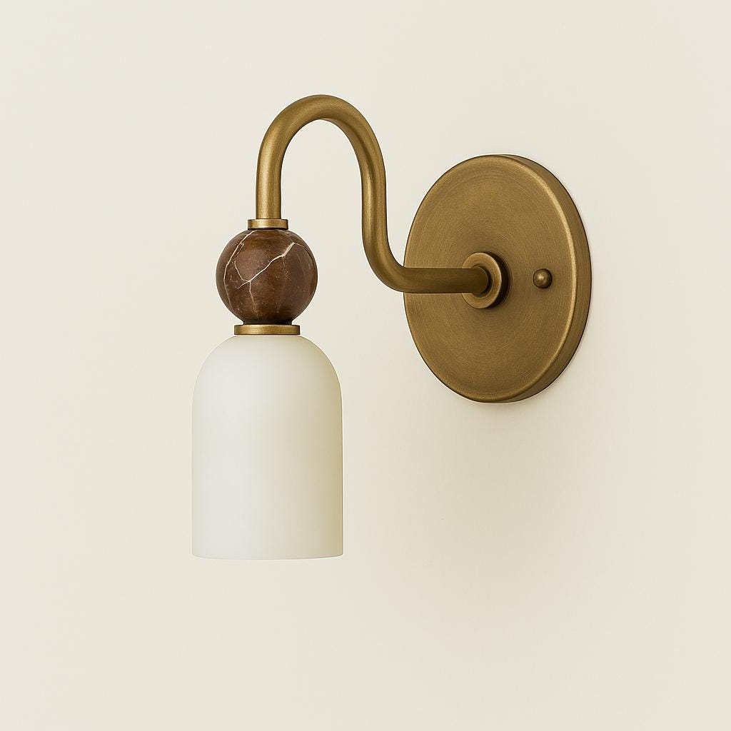 Mid Century Modern Alabaster Sconce, Vintage Wall Light Sconce, Brass Wall Lamp, Minimal Sconce Light, Modern Brass Light