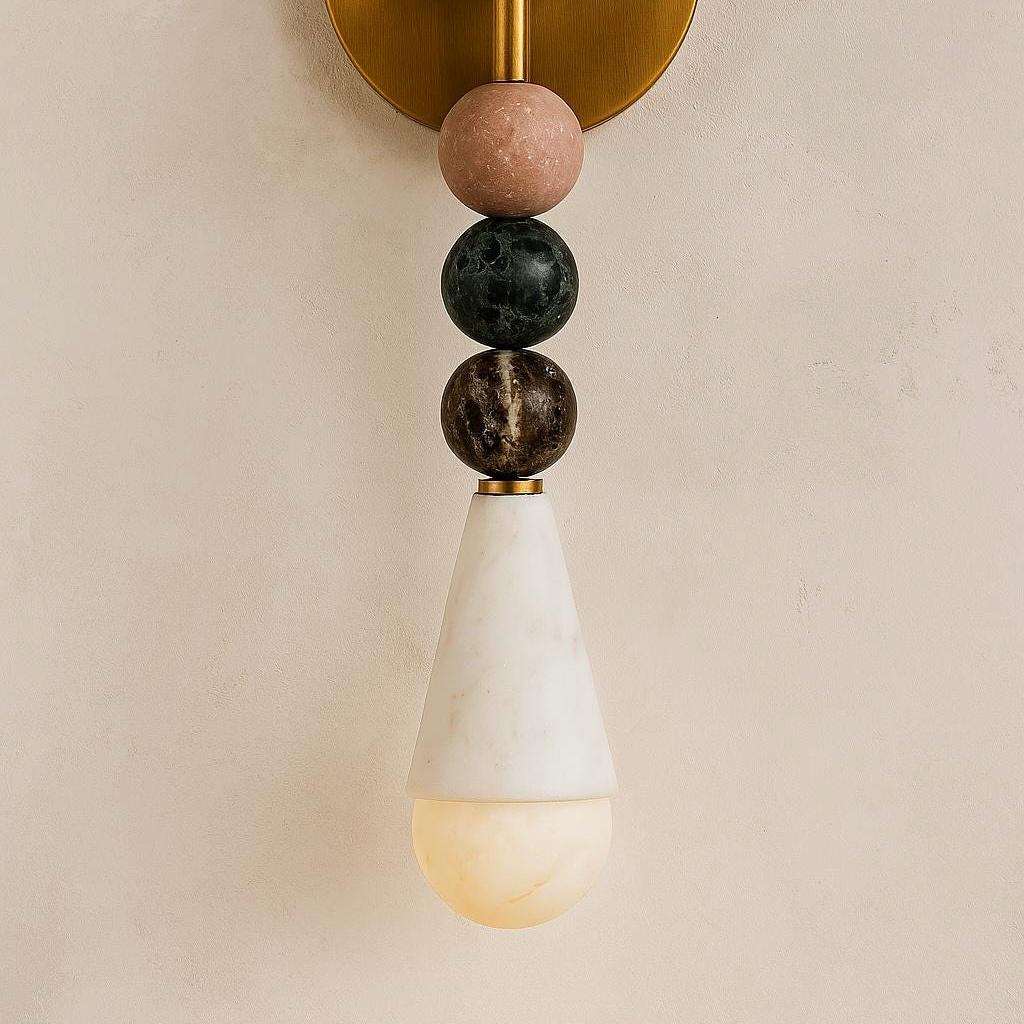 Marble Cone Sconce Light, Brass Wall Light Sconce, Bathroom Lights, Indoor Wall Light, Mid Century Modern Wall Sconce, Brass wall Sconce