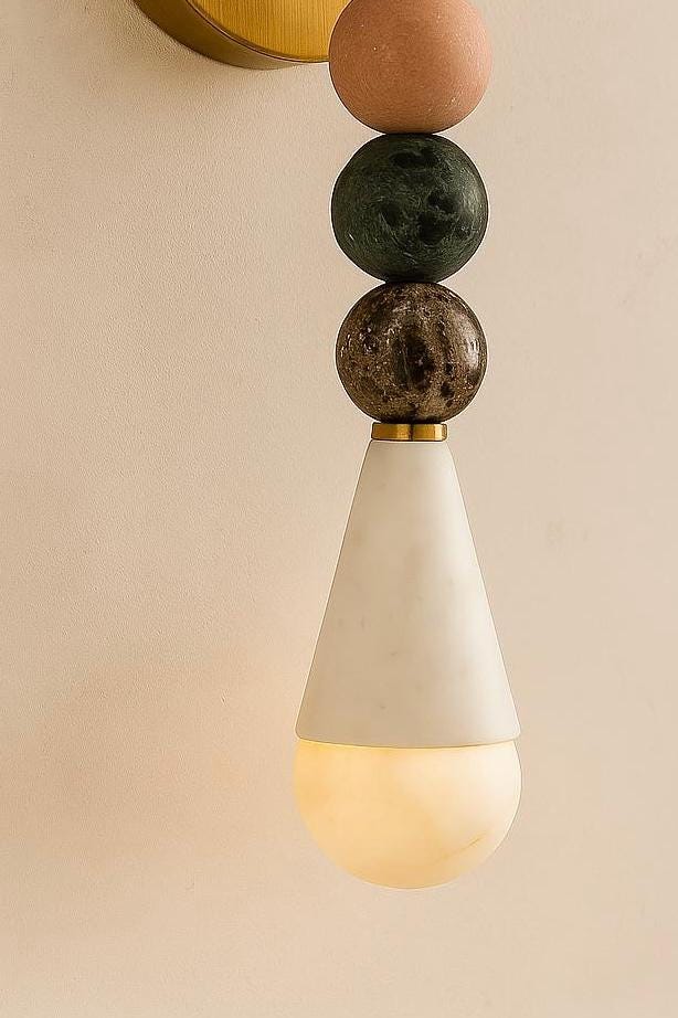 Marble Cone Sconce Light, Brass Wall Light Sconce, Bathroom Lights, Indoor Wall Light, Mid Century Modern Wall Sconce, Brass wall Sconce