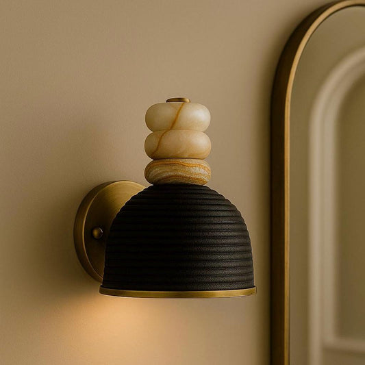Gemstone Brass Wall Light Sconce, Unique Wall Lamp Bun Style, Mid Century Modern Wall Sconce Light, Bathroom Vanity Light, Indoor Wall Light