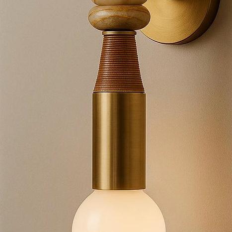 Brass Wall Sconce with Marble and Leather Wrap, Modern Bedside Light Fixture, Luxury Wall Lamp, Minimalist Lighting for Bedroom