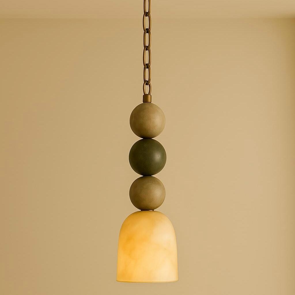 Alabaster Chain Pendant, Gemstone Pendant Light, Modern Chandelier Ceiling Lamp, Alabaster and Brass Light Pendant, Bedside Ceiling Lamp