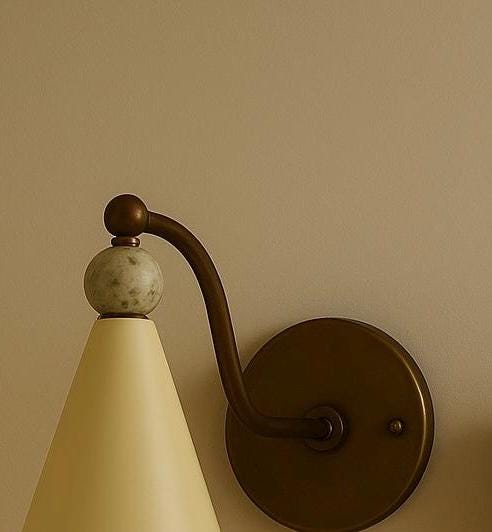 Indoor Wall Lamp, Brass Cone Wall Sconce Light with Gemstone, Brass Wall Light Sconce, Hallways Sconce Light, Mid Century Modern Wall Sconce