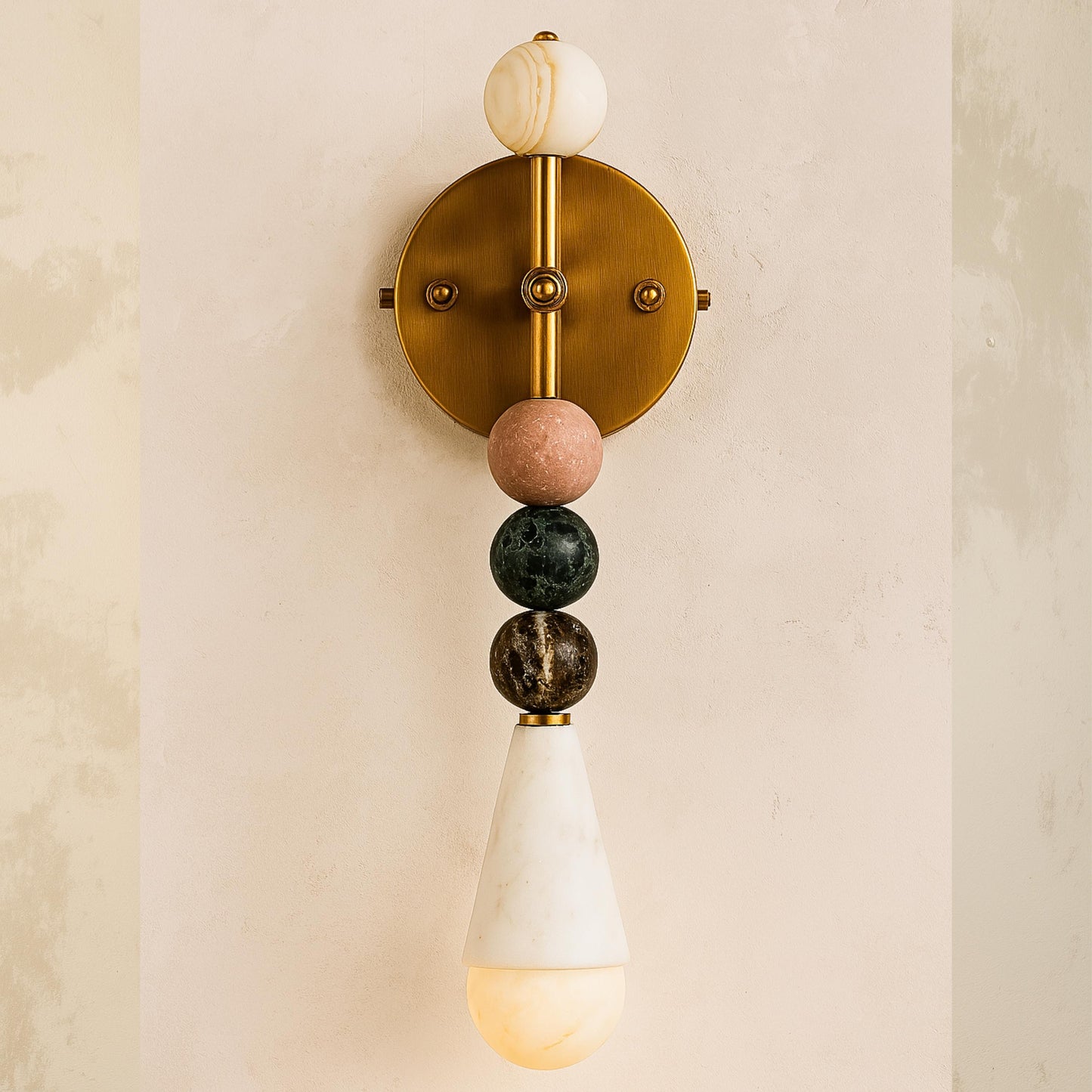 Marble Cone Sconce Light, Brass Wall Light Sconce, Bathroom Lights, Indoor Wall Light, Mid Century Modern Wall Sconce, Brass wall Sconce