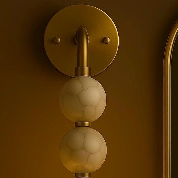 Mid Century Modern Marble Wall Sconce, Wall Sconce Light, Brass Wall Light Sconce, Bedroom Light, Indoor Wall Light, Reading Lamp