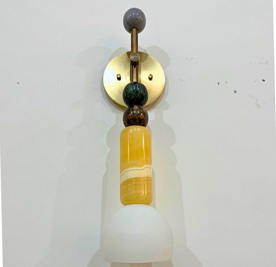 Marble Stone Wall Sconce Light, Modern Wall Sconce, Mid Century Wall Light Sconce, Indoor Wall Lamp, Handcrafted Brass Light fixture