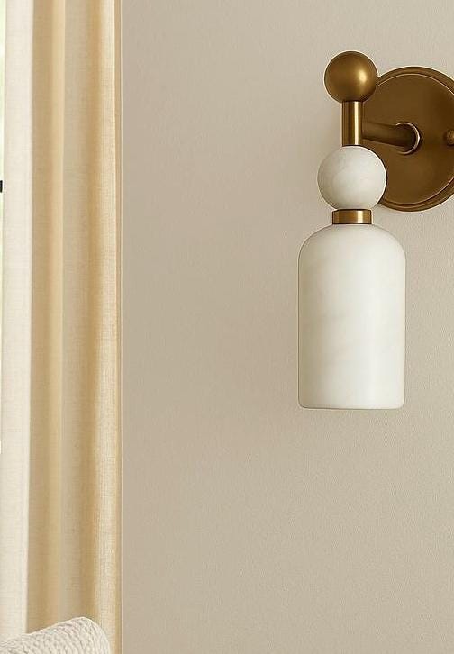 Marble Stone Alabaster Wall Sconce/Brass Wall Lamp/Vintage Wall Light Sconce/Minimal Sconce Light/Handcrafted Brass Finish Wall Light
