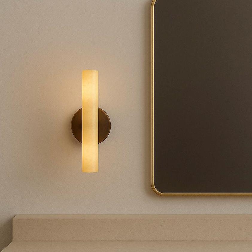 Alabaster Sconce Led Light, Modern Mid Century Wall Light Sconce, Wall Sconce Light, Brass Wall Lamp, Minimal Sconce Light