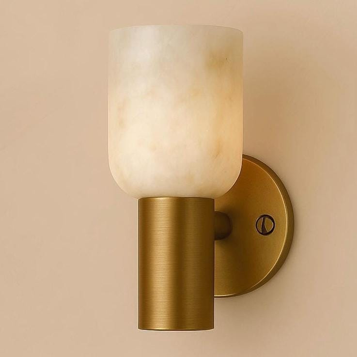 Minimal Alabaster Sconce Light, Mid Century Modern Wall Light Sconce, Wall Light Sconce, Brass Wall Lamp, Bedside Reading Lamp