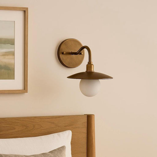 Bedroom Wall Lamp, Brass Wall Light Sconce, Frosted Glass Sconce Light, Mid Century Modern Wall Sconce, Reading Light, Indoor Wall Light