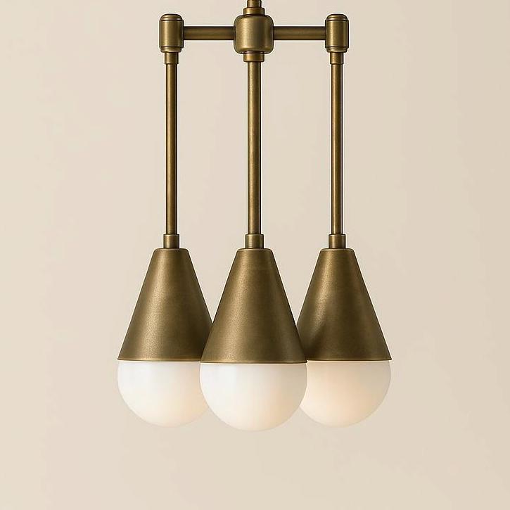 Brass Chandelier Lighting, Handmade Brass Finish Pendant Light, Modern Chandelier, Frosted Glass Ceiling Light Fixture