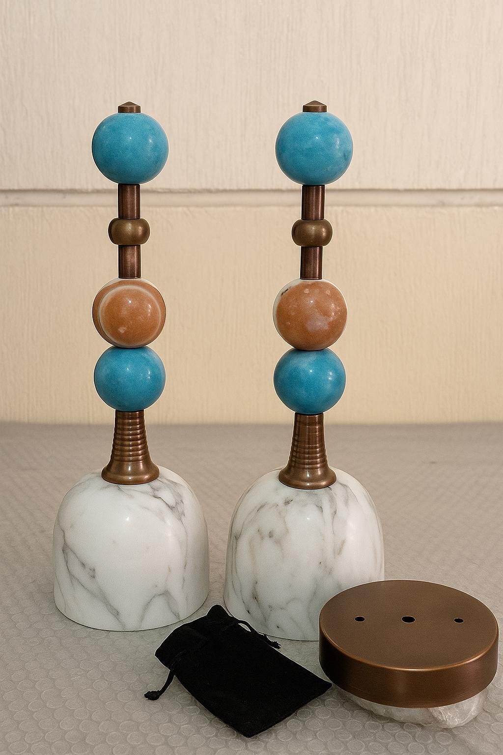 Set of Two Marble Stone Wall Sconce Light, Indoor Wall Light Sconce, 2 Bedroom Wall Lamp, Mid Century Modern Wall Sconce Vintage Wall Sconce