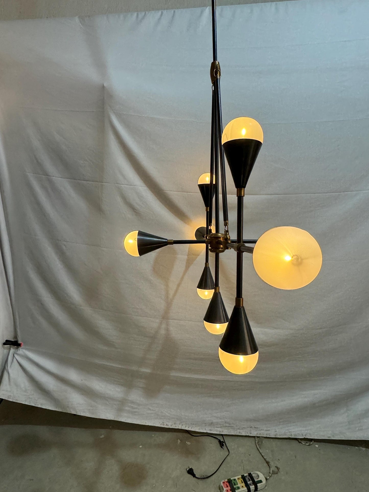 Handcrafted Brass Chandelier Lighting, Handmade Brass Finish Pendant Light, Modern Chandelier, Frosted Glass Ceiling Light Fixture