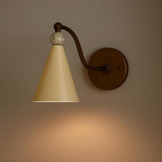 Indoor Wall Lamp, Brass Cone Wall Sconce Light with Gemstone, Brass Wall Light Sconce, Hallways Sconce Light, Mid Century Modern Wall Sconce
