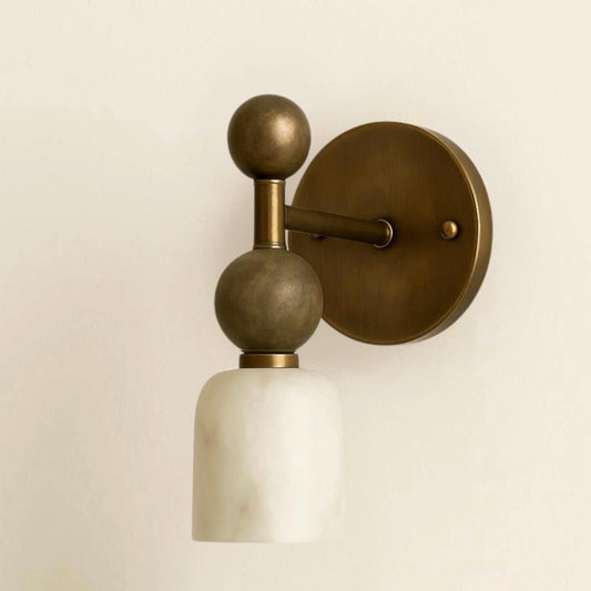 Marble/alabaster Wall Sconce, Minimal Sconce Light, Mid Century Modern Wall Sconce, Vintage Wall Light Sconce, Brass Wall Lamp
