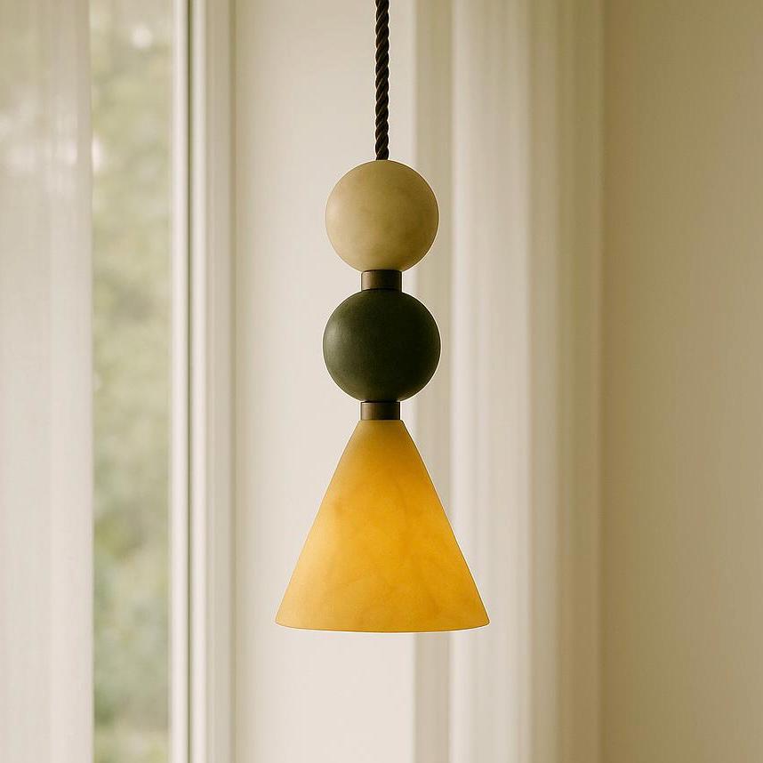 Triangle Shape Alabaster Light Pendant, Alabaster Chandelier Lighting, Modern Brass Ceiling Lamp, Pendant Light, Bedside Ceiling Lamp