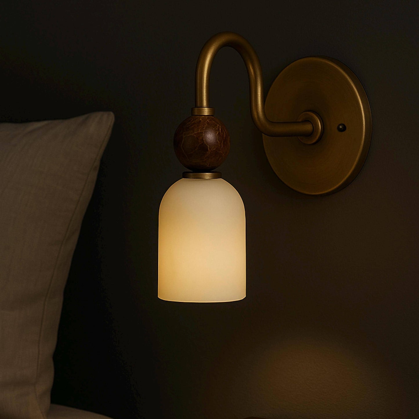Mid Century Modern Alabaster Sconce, Vintage Wall Light Sconce, Brass Wall Lamp, Minimal Sconce Light, Modern Brass Light