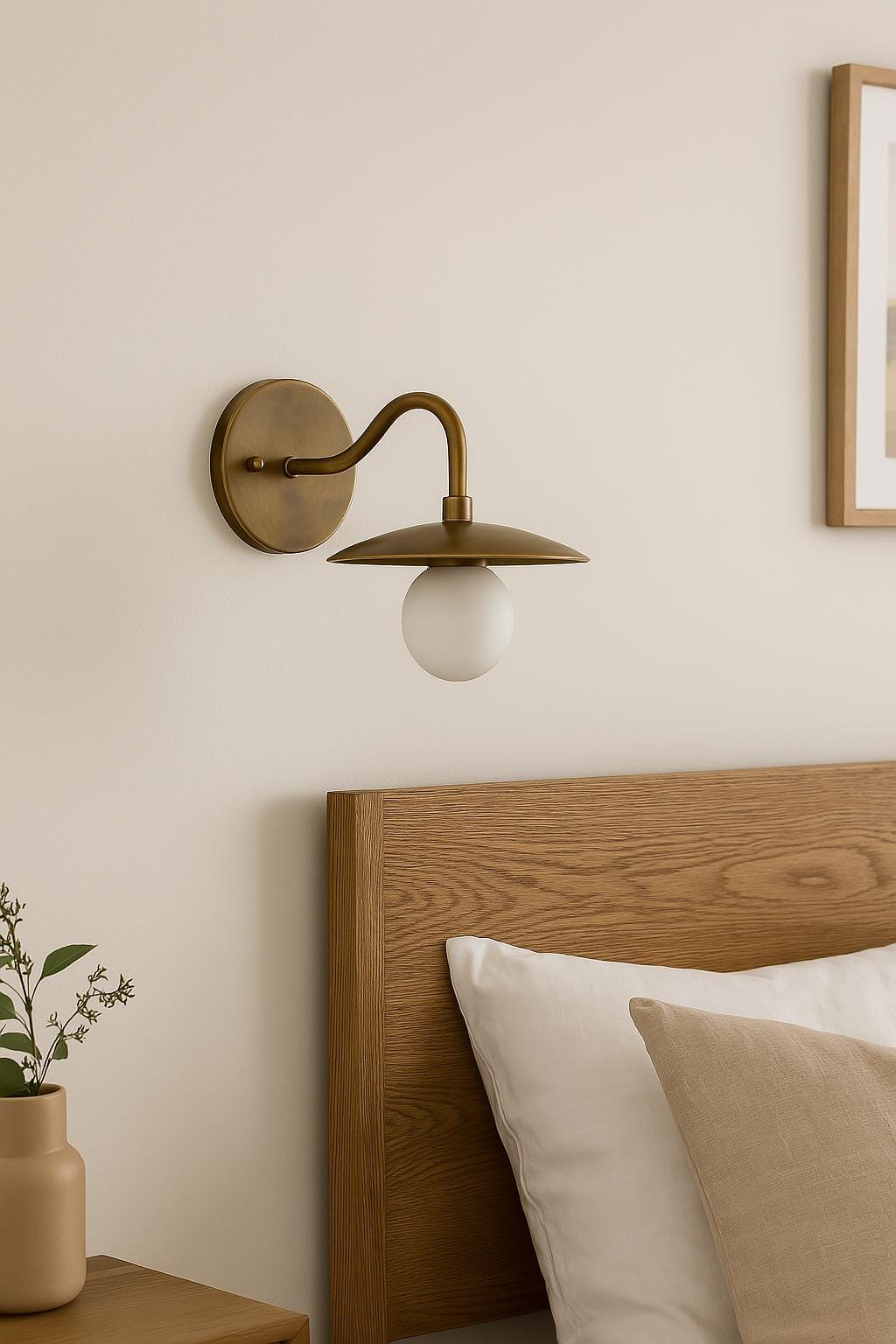 Bedroom Wall Lamp, Brass Wall Light Sconce, Frosted Glass Sconce Light, Mid Century Modern Wall Sconce, Reading Light, Indoor Wall Light