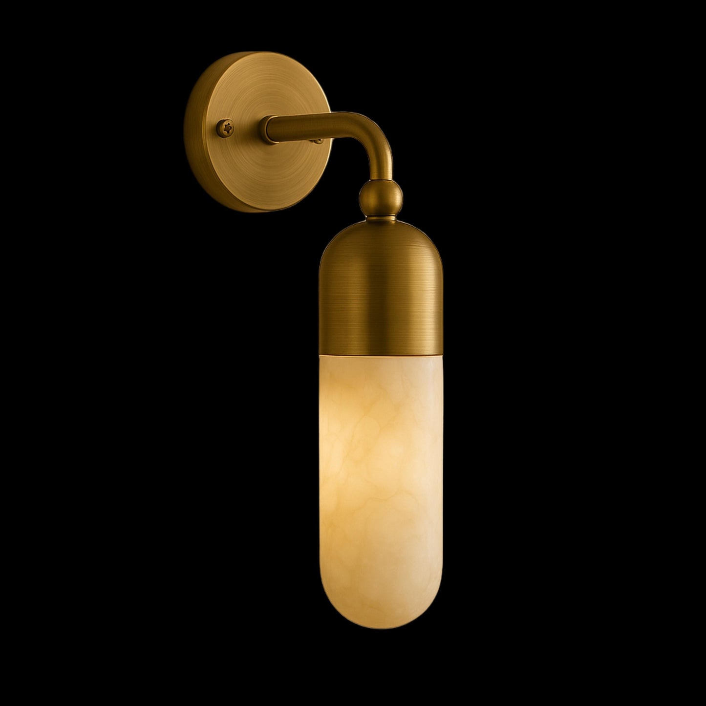Modern Brass Finish Alabaster Stone Wall Sconce Light, Brass Wall Sconce Light, Cylinder Wall Light Sconce, Indoor Wall lamp, Hallway Sconce