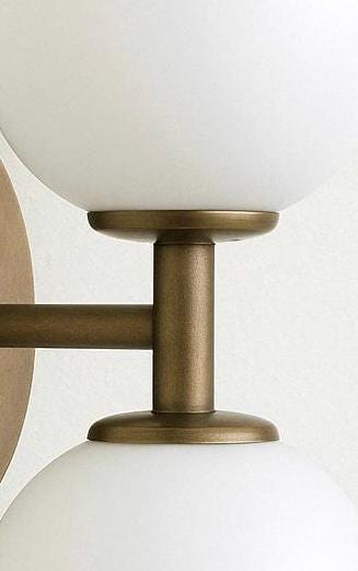 Double Frosted Glass Light Sconce, Modern Wall Sconce Light, Brass Finish Wall Light Sconce, Vintage Wall Lamp, Minimal Sconce Light
