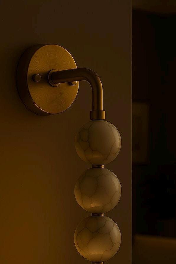 Mid Century Modern Marble Wall Sconce, Wall Sconce Light, Brass Wall Light Sconce, Bedroom Light, Indoor Wall Light, Reading Lamp