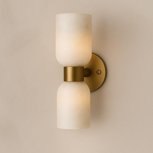 Double Alabaster Sconce Light, Modern Wall Light Sconce, Wall Light Sconce, Brass Wall Lamp, Minimal Sconce Light, Mid Century Brass Light