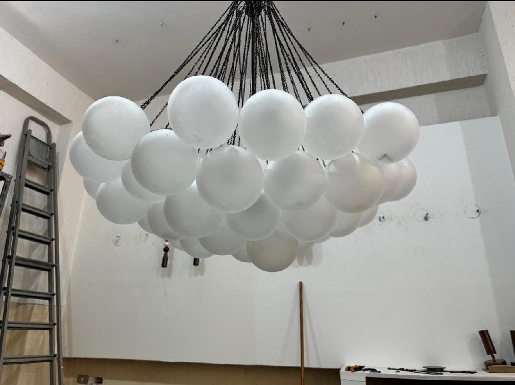 Chandelier Lighting, 35 Frosted Glass pendant Light, Blown Glass Chandelier Lighting, Hallway Chandelier, Living Room Pendant Lighting