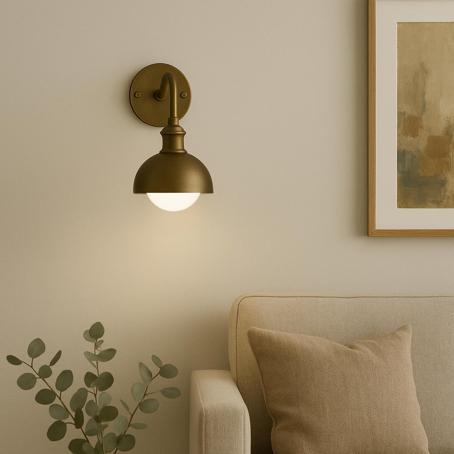 Side bed Lamp, Brass Finish Wall Light Sconce, Frosted Glass Sconce Light, Mid Century Wall Sconce, Bathroom Sconce
