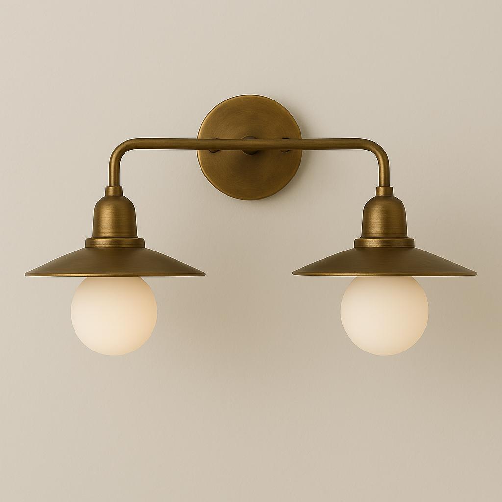 Double Shade Brass Wall Light Sconce, Frosted Glass Bedroom Light, Indoor Wall Light, Mid Century Modern Wall Sconce, Reading Lamp