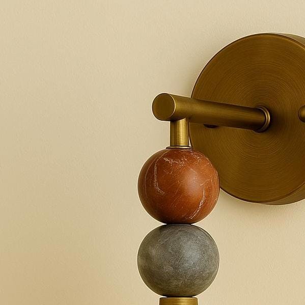 Marble Wall Sconce, Mid Century Modern Wall Sconce, Vintage Wall Light Sconce, Brass Wall Lamp, Minimal Sconce Light, Modern Brass Light