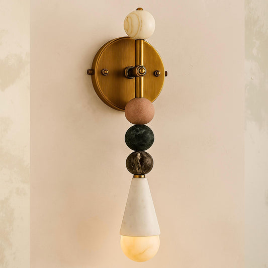 Marble Cone Sconce Light, Brass Wall Light Sconce, Bathroom Lights, Indoor Wall Light, Mid Century Modern Wall Sconce, Brass wall Sconce