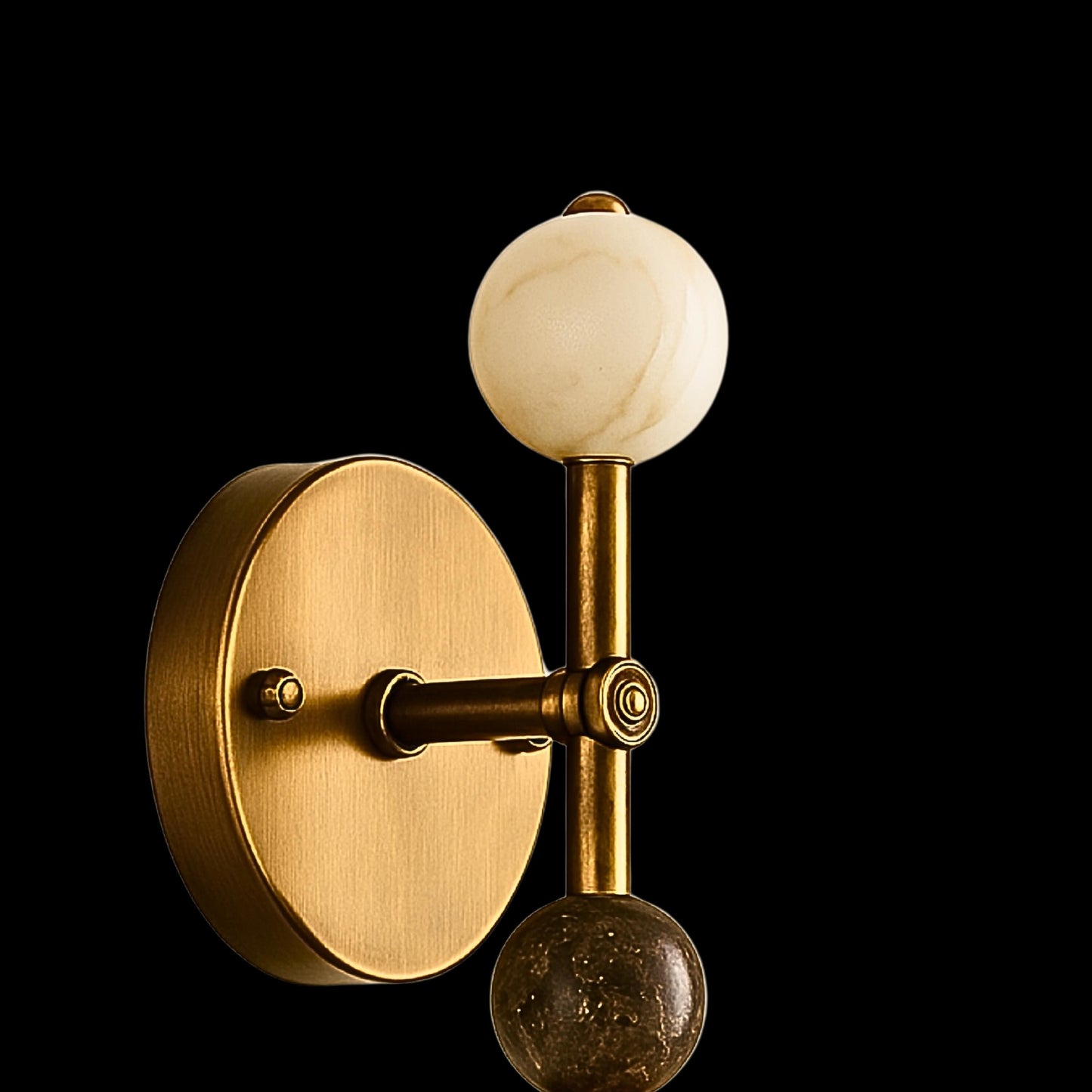 Mid Century Modern Sconce, Frosted Glass with Marble Gemstone Brass Wall Light Sconce, Bathroom Vanity, Indoor Wall Light