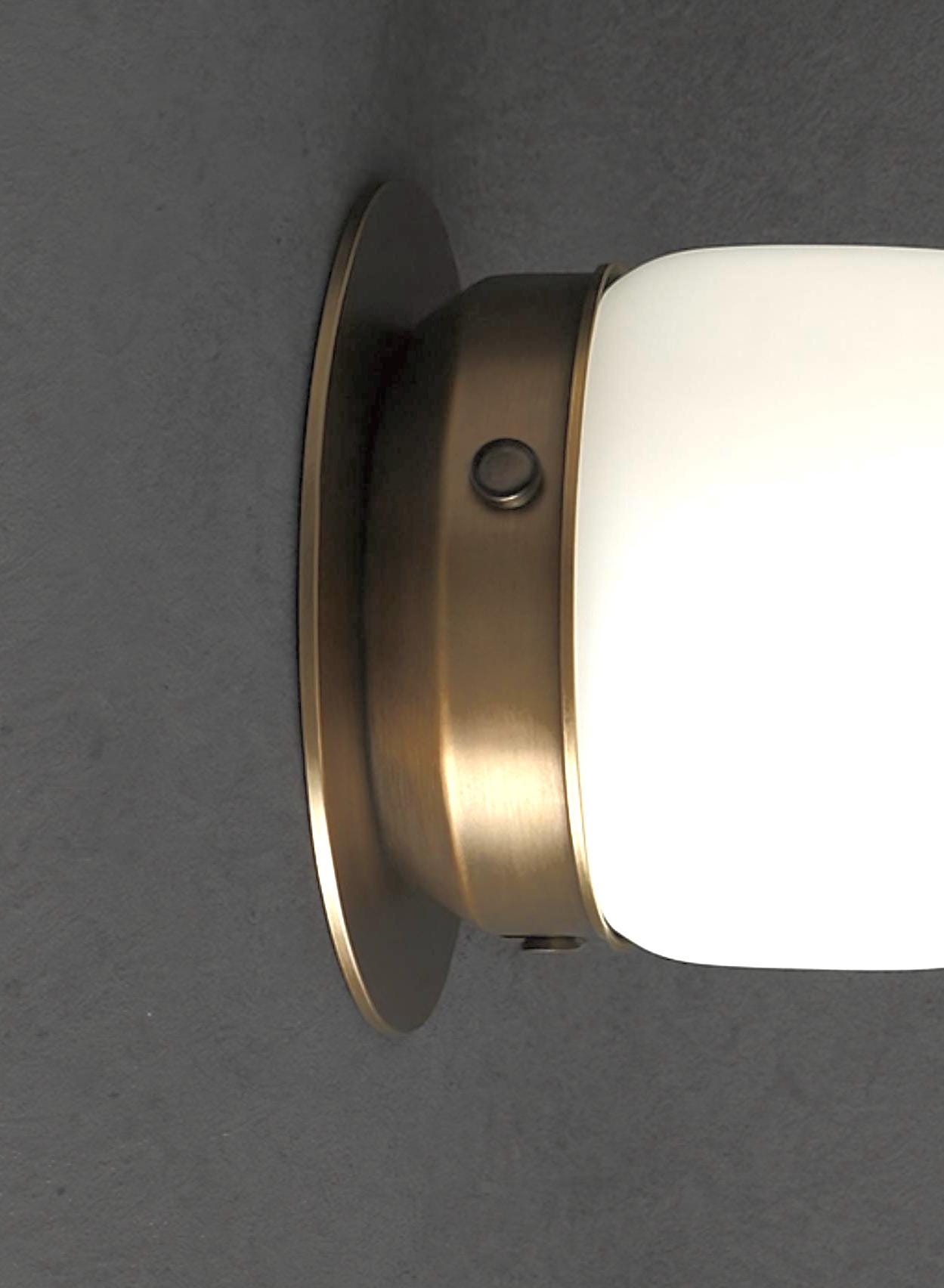 Flushed Mount Wall Sconce Light/Brass Wall Sconce, Handcrafted Frosted Glass Wall Lamp, Bedroom Wall Sconce