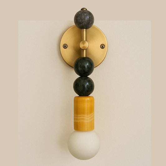 Marble Sconce Wall Light, Mid Century Modern Wall Sconce, Vintage Wall  Sconce, Brass Wall Lamp, Minimal Sconce Light, Modern Brass Light