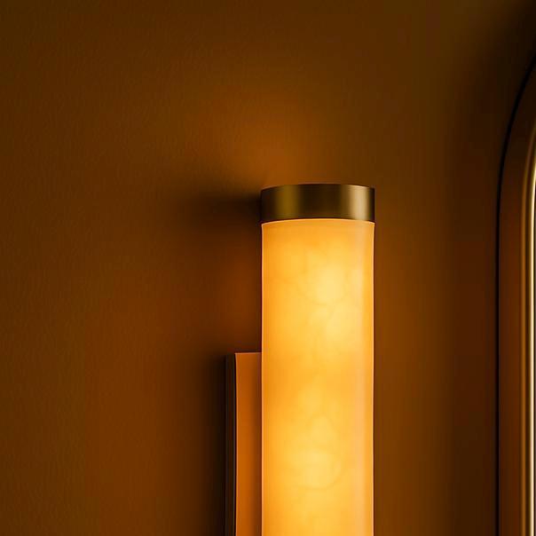 Mid Century Modern Alabaster Wall Sconce, Brass Wall Sconce Light, Cylinder Wall Light Sconce, Indoor Wall lamp, Hallway Sconce
