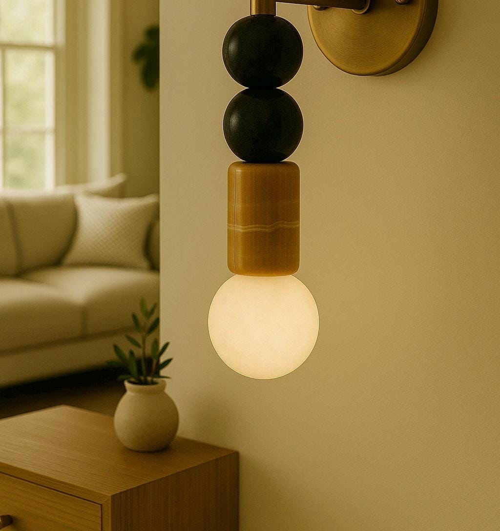 Marble Sconce Wall Light, Mid Century Modern Wall Sconce, Vintage Wall  Sconce, Brass Wall Lamp, Minimal Sconce Light, Modern Brass Light