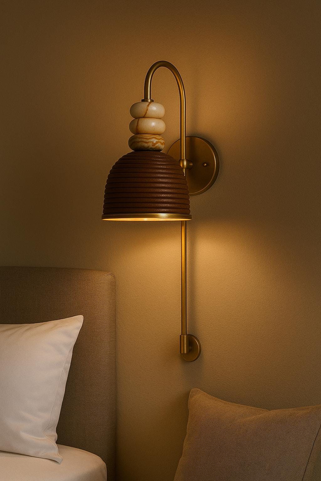 Bedside Wall Lamp, Marble Brass Wall Light Sconce, Luxury Mid Century Modern Leather Wall Sconce Light, Indoor Wall Light Fixture