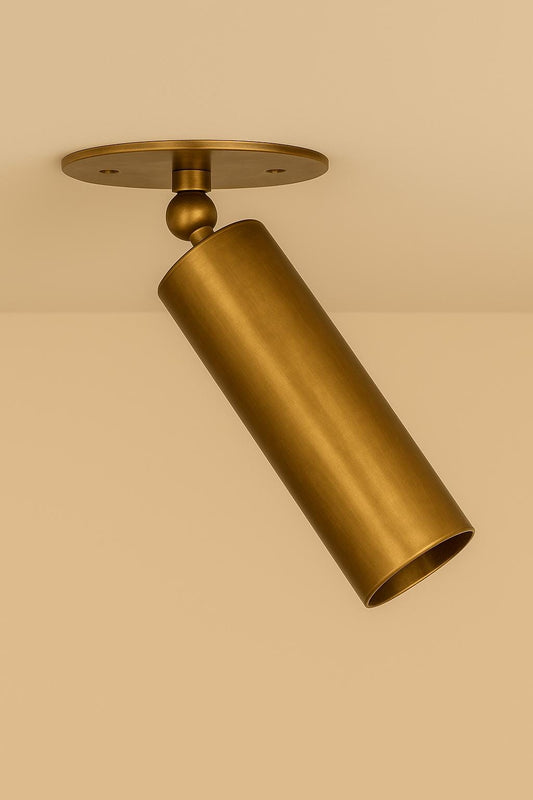 Adjustable Brass Spotlight, Modern Ceiling-Mounted Light Fixture for Hallway, Office, or Living Room, Minimalist Vintage Style