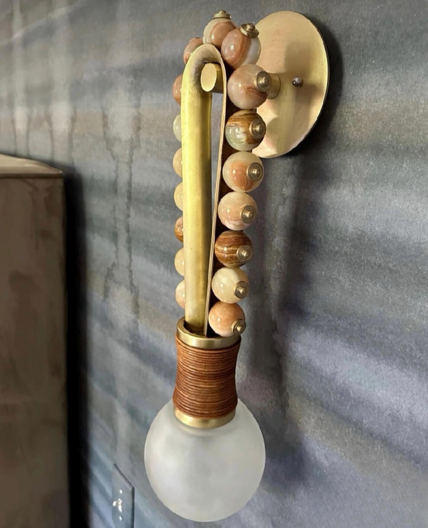 Marble Wall Sconce Light, Mid Century Modern Brass Wall Sconce, Bathroom Lights, Bedroom Wall Lamp, Indoor Wall Light, Vintage Wall Sconce