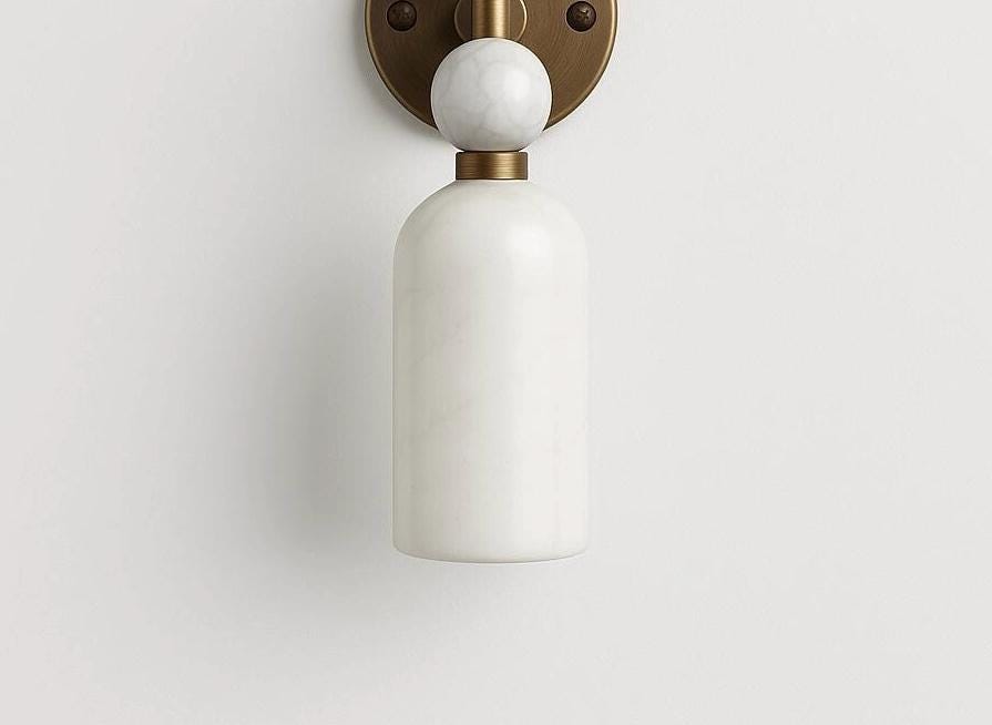 Marble Stone Alabaster Wall Sconce/Brass Wall Lamp/Vintage Wall Light Sconce/Minimal Sconce Light/Handcrafted Brass Finish Wall Light