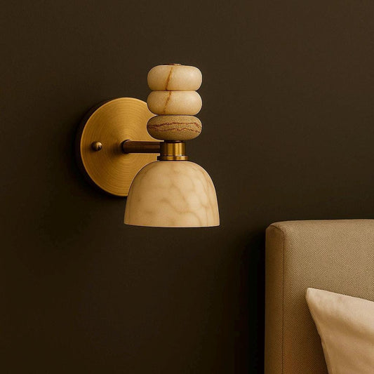 Alabaster Minimalist Wall Light Sconce with Gemstone, Mid Century Wall Sconce Light, Side bed Wall Light Fixture, Indoor Wall Lamp,
