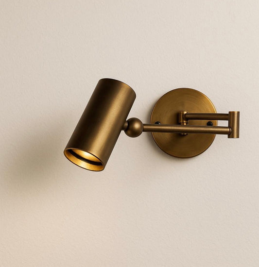 Handmade Brass Wall Sconce Adjustable, Mid-Century Modern Bedside Lamp, Reading Light