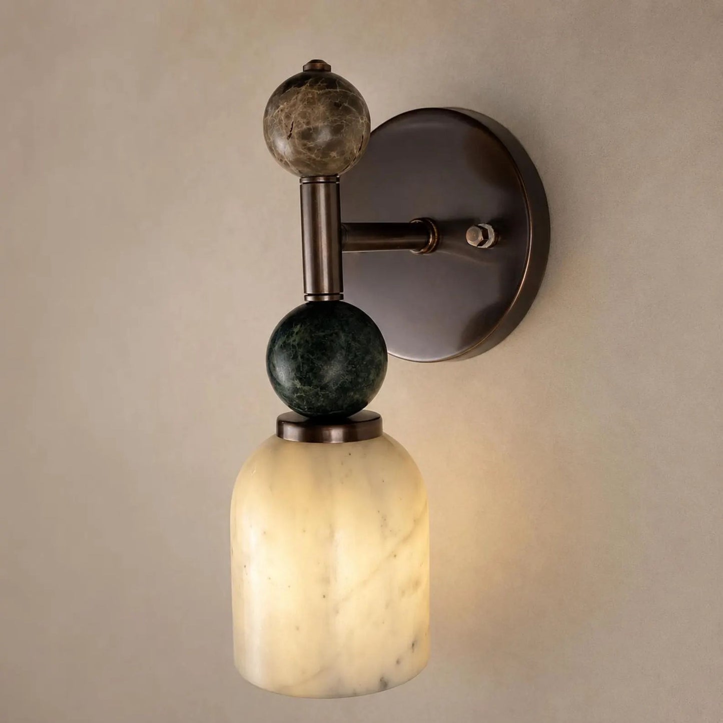 Alabaster Wall Sconce, Handcrafted Minimal Wall Sconce Light, Mid Century Modern Wall Lamp, Vintage Wall Light Sconce, Brass Wall Lamp