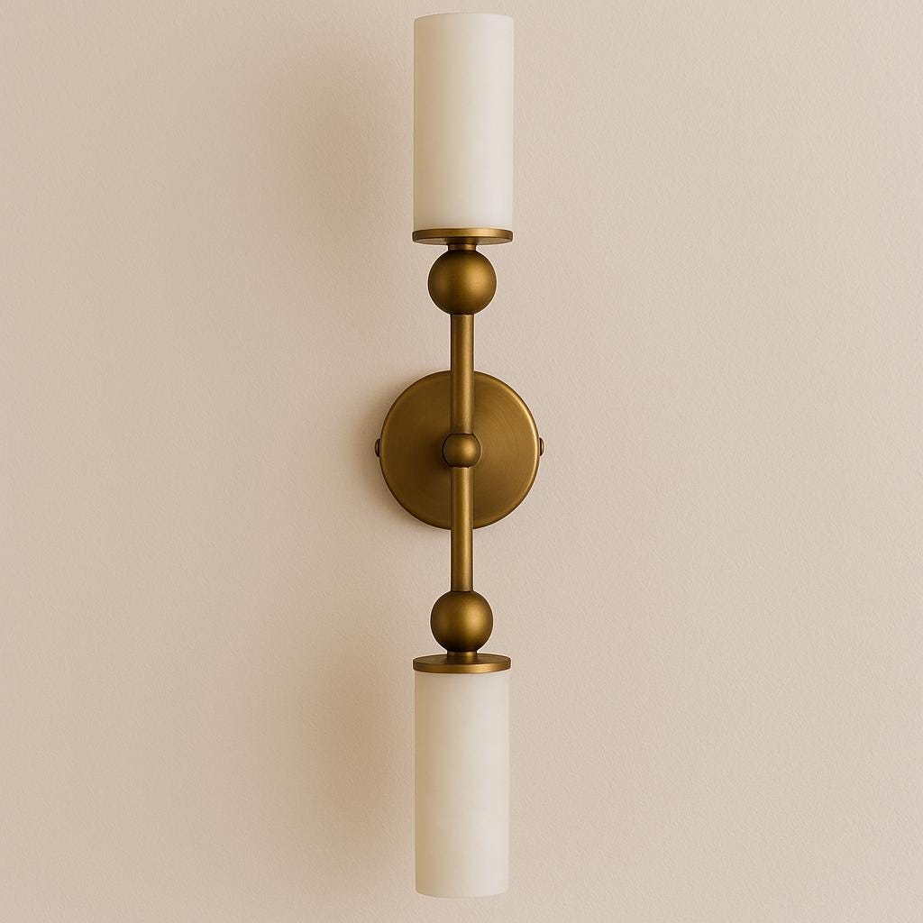 Double Alabaster Wall Sconce, Modern Brass Wall Lamp, Mid Century Wall Light Sconce, Bathroom Vanity Lights, Mirror Sconce
