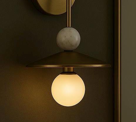 Mid Century Modern Brass Wall Sconce Light, Marble Stone Wall Light Sconce, Indoor Wall Lamp , Handcrafted Brass Light fixture