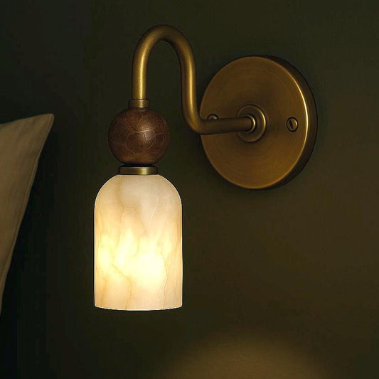 Mid Century Modern Alabaster Sconce, Vintage Wall Light Sconce, Brass Wall Lamp, Minimal Sconce Light, Modern Brass Light
