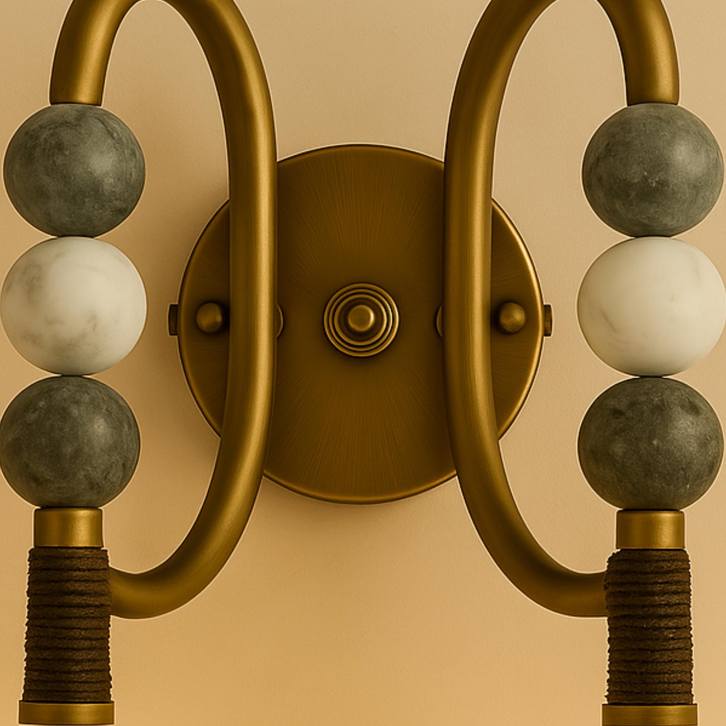 Double Loop Wall Light Sconce, Marble Stone Wall Sconce Lights, Mid Century Modern Wall Sconce Bedroom Wall Lamp, Indoor Wall Light