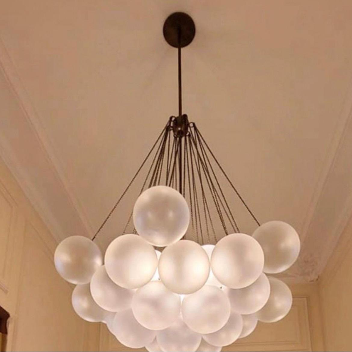 Chandelier Lighting, 35 Frosted Glass pendant Light, Blown Glass Chandelier Lighting, Hallway Chandelier, Living Room Pendant Lighting