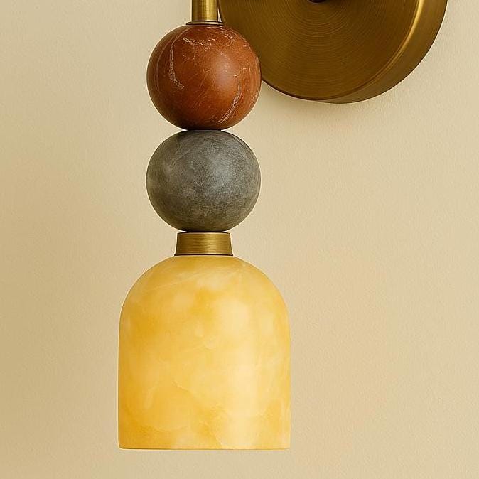 Marble Wall Sconce, Mid Century Modern Wall Sconce, Vintage Wall Light Sconce, Brass Wall Lamp, Minimal Sconce Light, Modern Brass Light