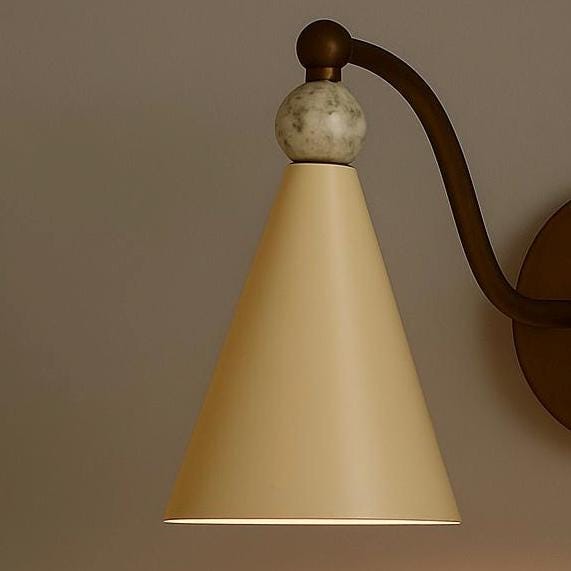 Indoor Wall Lamp, Brass Cone Wall Sconce Light with Gemstone, Brass Wall Light Sconce, Hallways Sconce Light, Mid Century Modern Wall Sconce